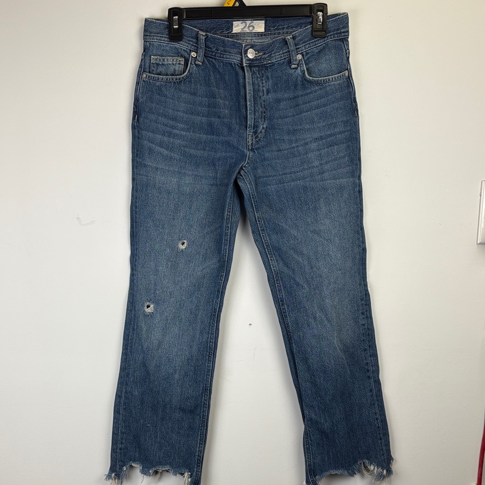 Free People We The Free Women's 26 Medium Wash Blue distressed Denim Jeans